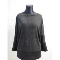 Melanżowy sweter długa Tunika MAXI kimono grafitowo/czarna