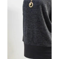 Melanżowy sweter długa Tunika MAXI kimono grafitowo/czarna