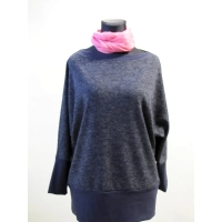 Melanżowy sweter Maxi kimono granatowo/ szary