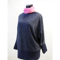 Melanżowy sweter Maxi kimono granatowo/ szary