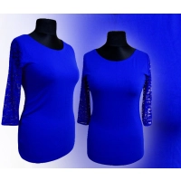 Bluzka z okrągłym dekoltem i koronkowym rękawkiem