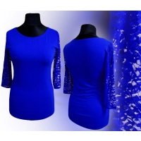 Bluzka z okrągłym dekoltem i koronkowym rękawkiem