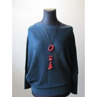 Sweter oversize z błyszczącą nitką szmaragdowy