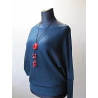 Sweter oversize z błyszczącą nitką szmaragdowy