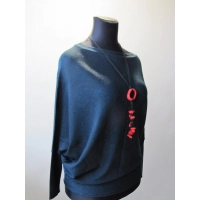 Sweter oversize z błyszczącą nitką szmaragdowy