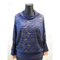 Bluzka kimono XXL dwuwarstwowa z ażurową koronką