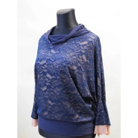 Bluzka kimono XXL dwuwarstwowa z ażurową koronką