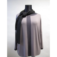 Tunika Bella luźna Oversize z grafitowymi wstawkami - beige