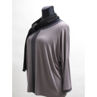 Tunika Bella luźna Oversize z grafitowymi wstawkami - beige