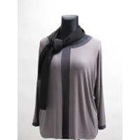 Tunika Bella luźna Oversize z grafitowymi wstawkami - beige