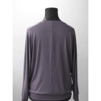 Grafitowa bluzka z dzianiny wiskozowej z długim rękawem