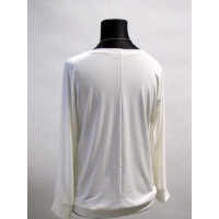 Kremowa bluzka z dzianiny wiskozowej z długim rękawem