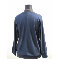 Granatowa bluzka z dzianiny wiskozowej z długim rękawem