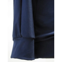 Granatowa bluzka z dzianiny wiskozowej z długim rękawem