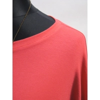 Koralowa bluzka XXXL z dzianiny wiskozowej z długim rękawem