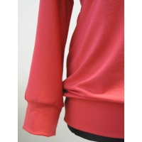 Koralowa bluzka XXXL z dzianiny wiskozowej z długim rękawem