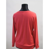 Koralowa bluzka XXXL z dzianiny wiskozowej z długim rękawem