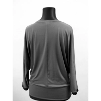 Bluzka kimono z dekoltem odszytym wężową skórką - grafit