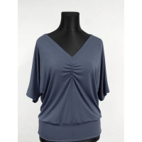 Bluzka kimono z dekoltem w szpic i marszczeniem