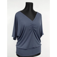 Bluzka kimono z dekoltem w szpic i marszczeniem