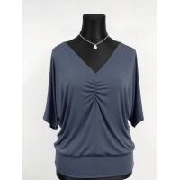 Bluzka kimono z dekoltem w szpic i marszczeniem