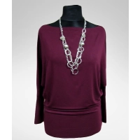 Bluzka Yoko MAXI kimono ze ściągaczami - śliwka