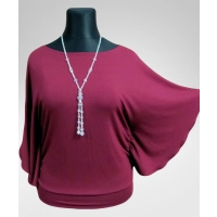 Bluzka Soraya fantazyjna z rękawami jak motyle - bordowa