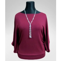 Bluzka Soraya fantazyjna z rękawami jak motyle - bordowa