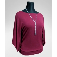 Bluzka Soraya fantazyjna z rękawami jak motyle - bordowa