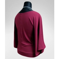 Bluzka Soraya fantazyjna z rękawami jak motyle - bordowa