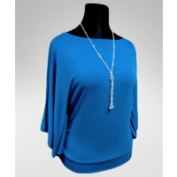 Bluzka Soraya fantazyjna z rękawami jak motyle - niebieski/indygo