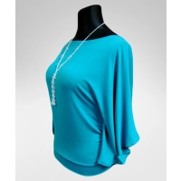 Bluzka Soraya fantazyjna z rękawami jak motyle - turkusowa