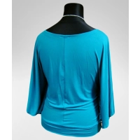 Bluzka Soraya fantazyjna z rękawami jak motyle - turkusowa