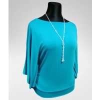 Bluzka Soraya fantazyjna z rękawami jak motyle - turkusowa