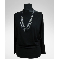 Bluzka Yoko - klasyczne kimono z długim rękawem i ściągaczami czarne