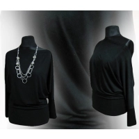 Bluzka Yoko - klasyczne kimono z długim rękawem i ściągaczami czarne