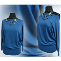 Bluzka Yoko - klasyczne kimono z długim rękawem niebieski indygo