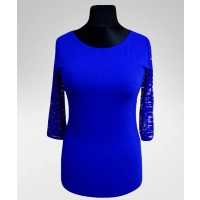 Bluzka z okrągłym dekoltem i koronkowym rękawkiem