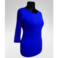 Bluzka z okrągłym dekoltem i koronkowym rękawkiem