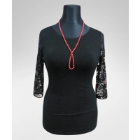 Bluzka Laura - gładka z rękawami z koronki