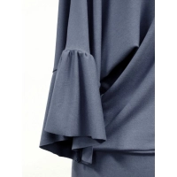 Bluzeczka kimono z marszczonym rękawem 3/4 - grafitowa