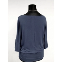 Bluzeczka kimono z marszczonym rękawem 3/4 - grafitowa