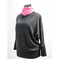 Ciepły sweter kimono ciemny szary melanż/ czarny