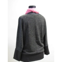 Ciepły sweter kimono ciemny szary melanż/ czarny