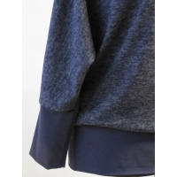 Ciepły sweter kimono ze ściągaczami niebieski melanż/ granatowy XXL