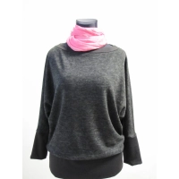 Ciepły sweter kimono ciemny szary melanż/ czarny