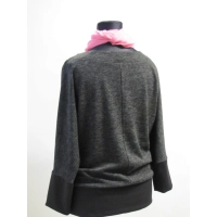 Ciepły sweter kimono ciemny szary melanż/ czarny