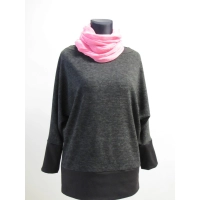 Melanżowy długi sweter kimono grafitowo/ czarny