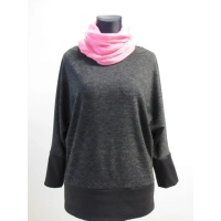 Melanżowy długi sweter kimono grafitowo/ czarny