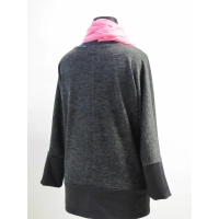 Melanżowy długi sweter kimono grafitowo/ czarny